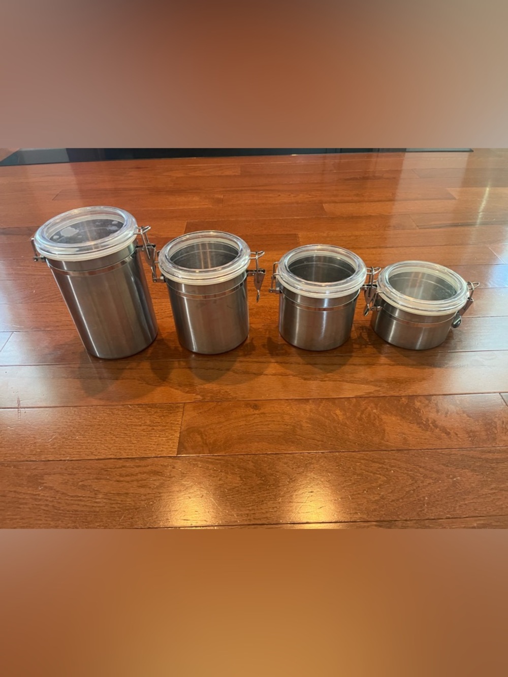 Oggi Set of 4 Stainless Steel Kitchen Canisters-Silver